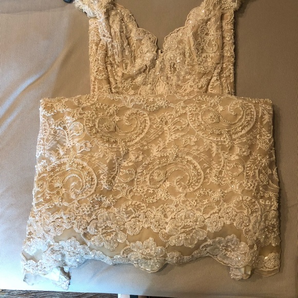 Beautiful beaded long cream dress bought in Paris - Picture 2 of 15